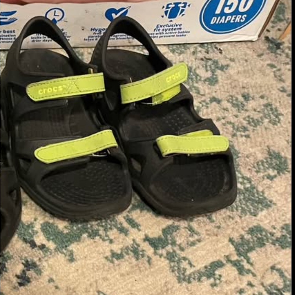CROCS Black and Green Sporty Sandals